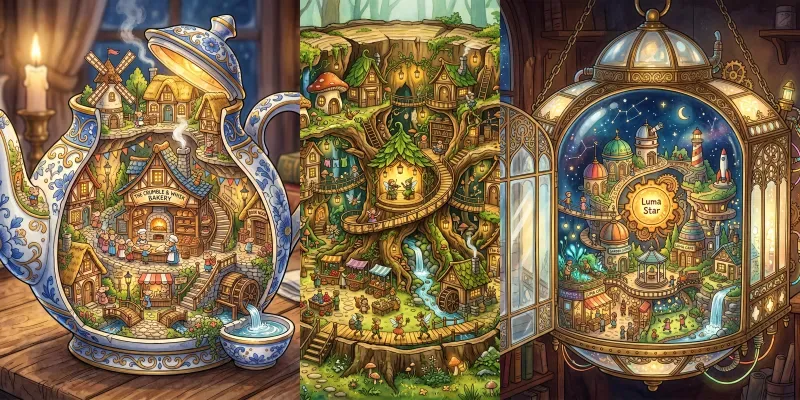 Storybook Cutaway Worlds Creators generated by undefined