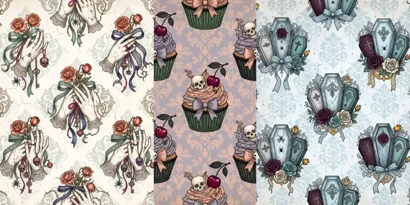 Creepy Coquette Halloween Patterns generated by undefined