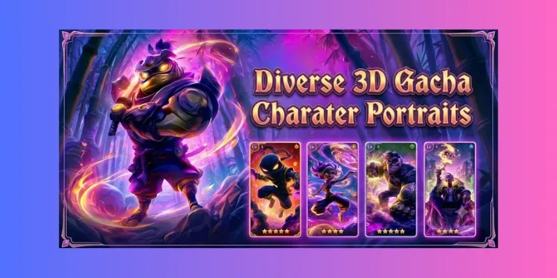Diverse 3d Gacha Character Portraits generated by undefined