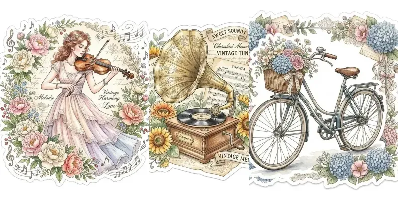 Vintage Stamperia Clipart Stickers generated by undefined