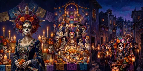 Day Of The Dead Fantasy Compositions generated by gemini-image