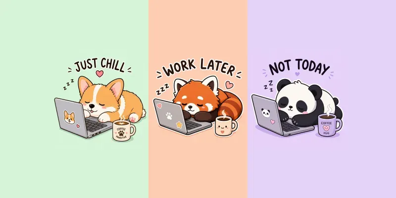 Cute Sleepy Animal Work Stickers generated by undefined