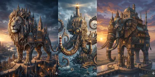 Urban Beast Architectural Worlds generated by gemini-image