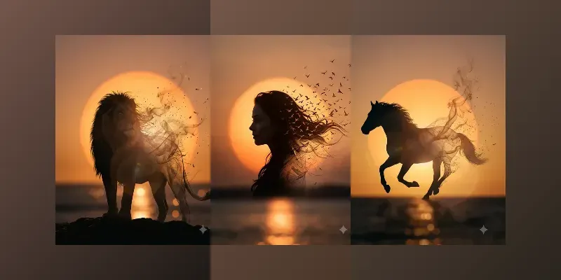 Silhouette Sun Dissolve Art generated by undefined