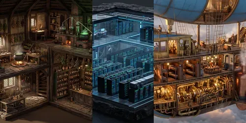 Isometric 3D Cutaway Dioramas generated by gemini-image