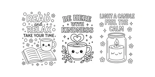 Selfcare Quotes Etsy Coloring Pages generated by chatgpt-image