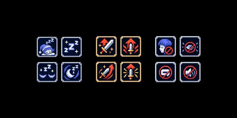 8bit RPG Buff Debuff Status Icons generated by undefined