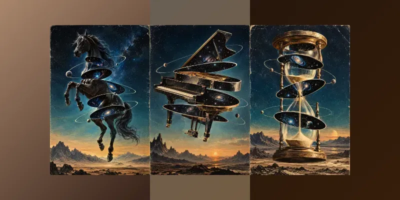 Cosmic Surreal Collage Objects