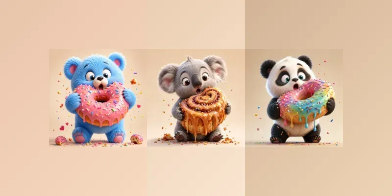 Cute Whimsical Animal Dessert Adventures generated by undefined