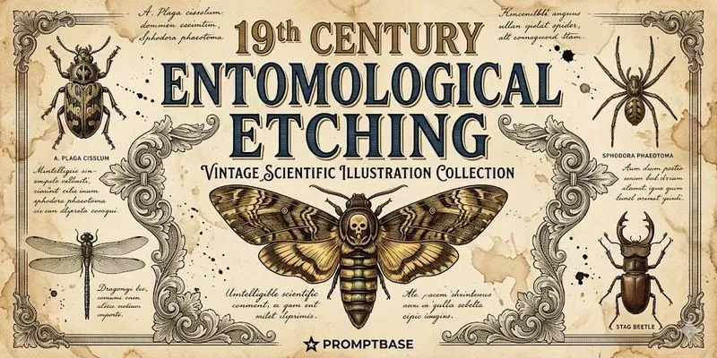 19th Century Entomological Etchings generated by undefined