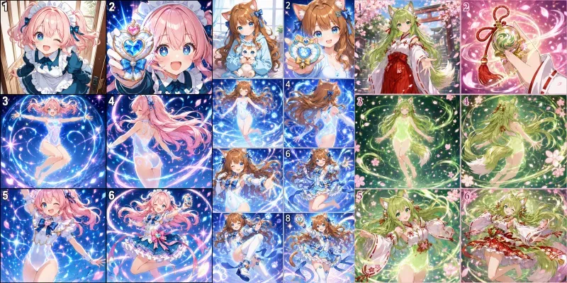 8panel Magical Girl Transformation Stories generated by undefined