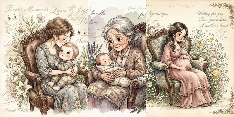 Cute Victorian Mixed Media Portraits generated by undefined