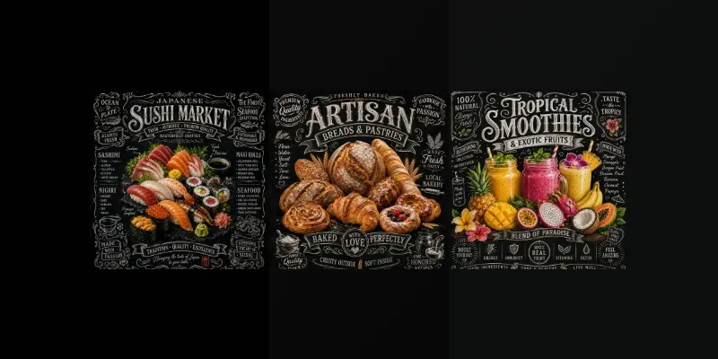Vintage Chalkboard Food Market Posters generated by undefined