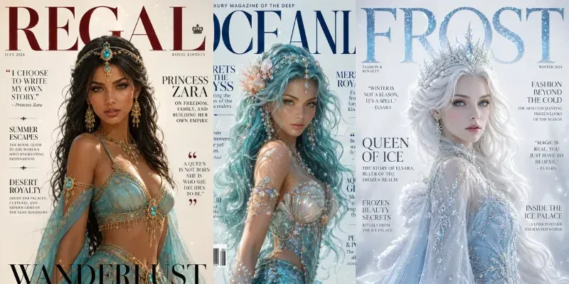 Fantasy 3D Editorial Magazine Covers generated by undefined