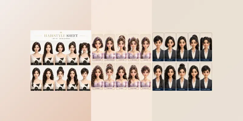 3D Character Hairstyle Sheets generated by undefined