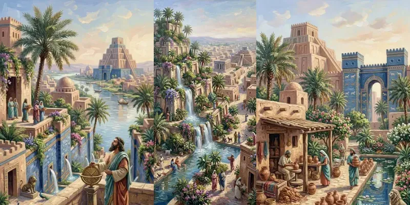 Impasto Ancient Babylon Life Paintings generated by undefined