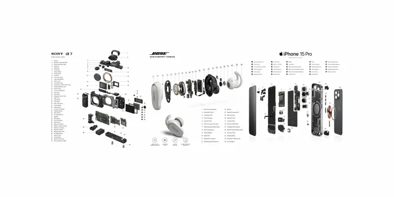 Exploded View Tech Product Ads generated by undefined