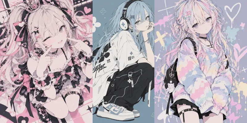 Stylish Flat Anime Girls Kawaii