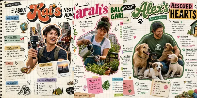 Digital Scrapbook Persona Cards generated by undefined