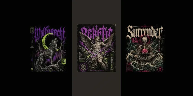 Dark Vintage Streetwear Graphic Prints generated by undefined