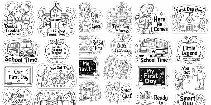 First Day Of School Stickers Png generated by undefined