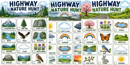 Kids Nature Highway Scavenger Hunts generated by chatgpt-image