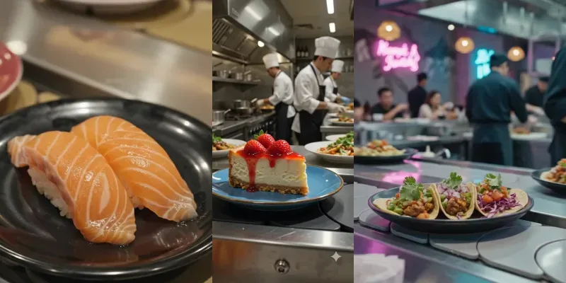 Conveyor Belt Restaurant Foods generated by undefined