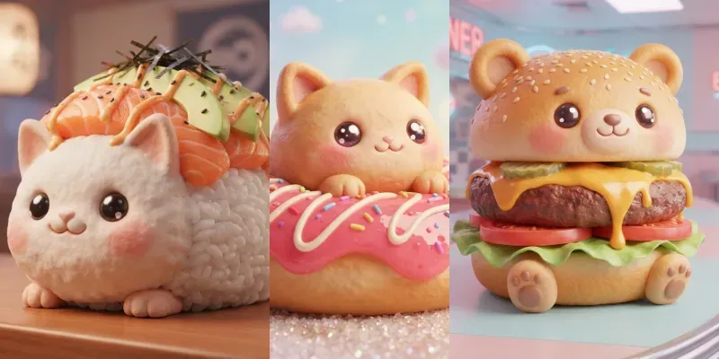 3D Kawaii Foodie Friends generated by undefined