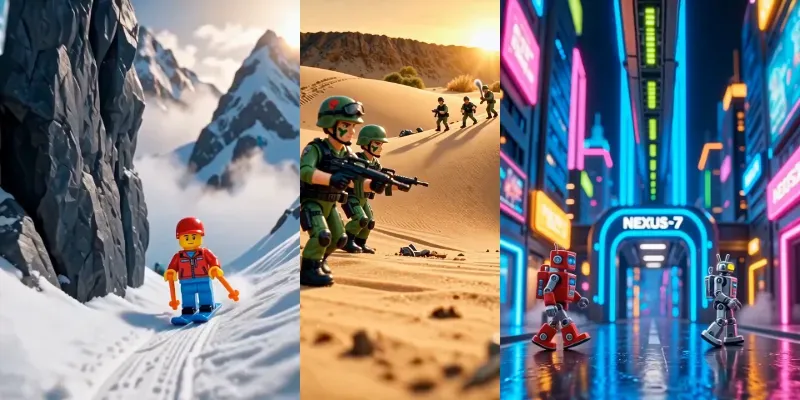 Cinematic Toy Stop Motion Videos generated by undefined