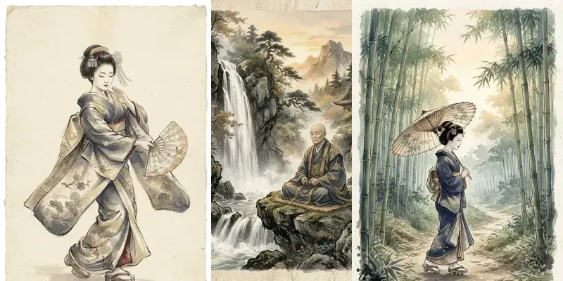 Nihonga Style Scenic Ink Art generated by undefined