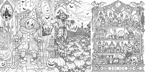 Creepy Halloween Adult Coloring Pages generated by chatgpt-image