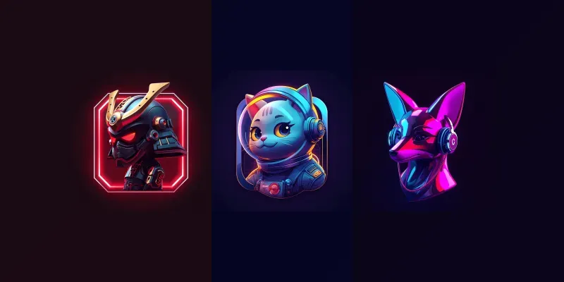 3D Glossy Gaming Avatar Icons generated by undefined