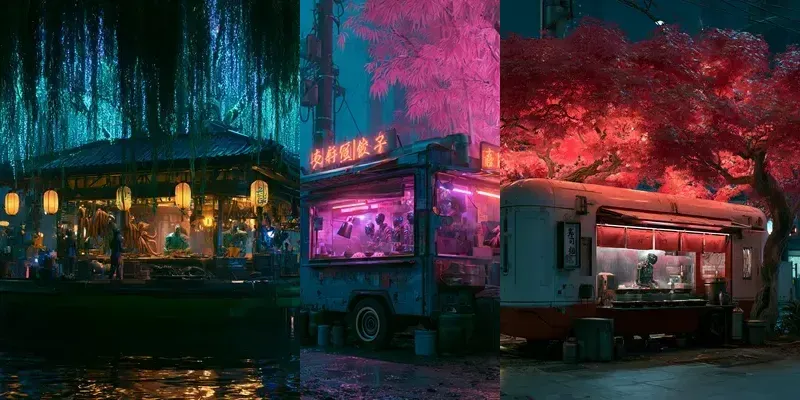 Neon Robot Street Kitchens generated by undefined