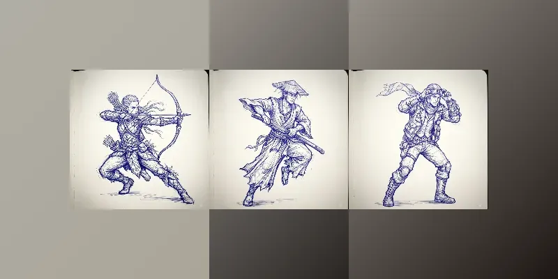 Blue Pen Sketch Art generated by undefined