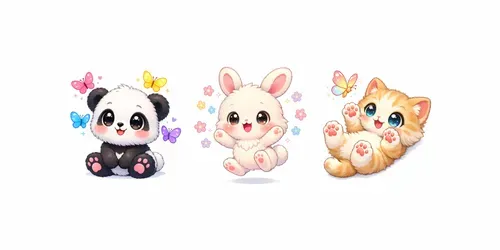Bright Pastel Chibi Animal Illustrations generated by chatgpt-image