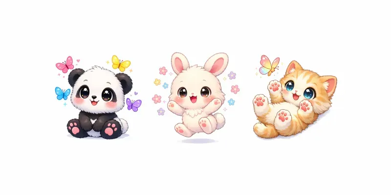 Bright Pastel Chibi Animal Illustrations generated by undefined