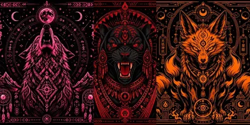 Mystic Neon Beast Totems generated by chatgpt-image