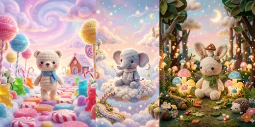 Amigurumi Crochet Fantasy Scenes generated by gemini-image