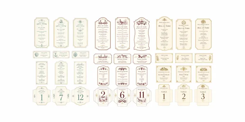 Bill Of Fare Card Sheets generated by undefined