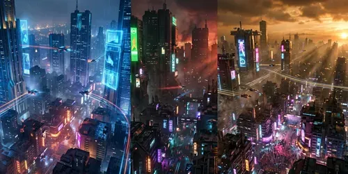 Futuristic Megacity Aerial Photography generated by gemini-image