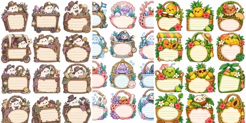 Kawaii Basket Memo Clipart Sheets generated by chatgpt-image