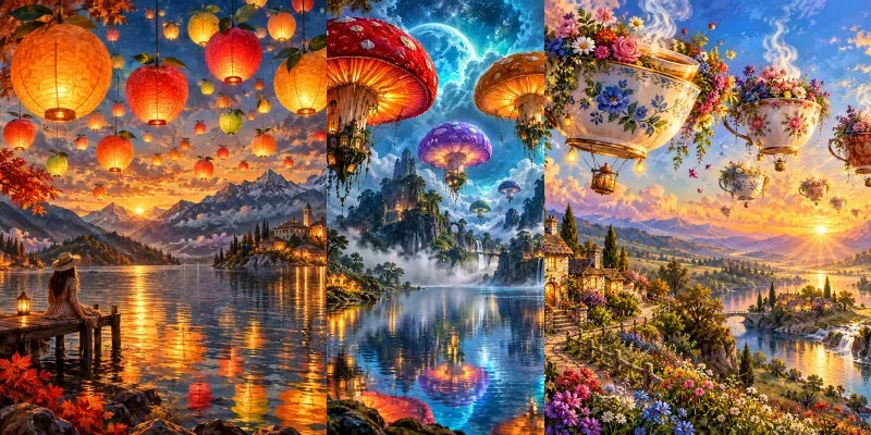 Whimsical Floating Balloon Landscapes