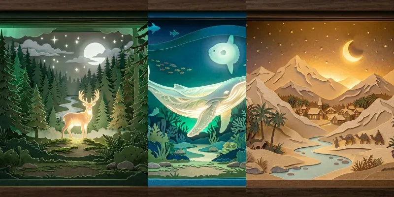 Papercut Layered Shadow Box Art generated by undefined