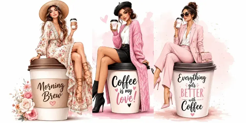 Chic Women Fashion On Giant Coffee Cups generated by undefined