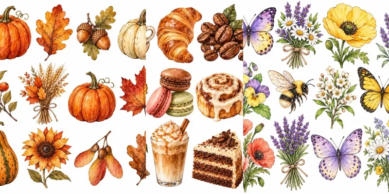 Watercolor Clipart Sheet Maker For Etsy