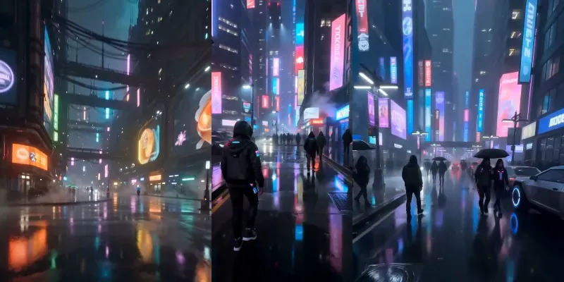 Futuristic Cyberpunk Alley Videos generated by undefined