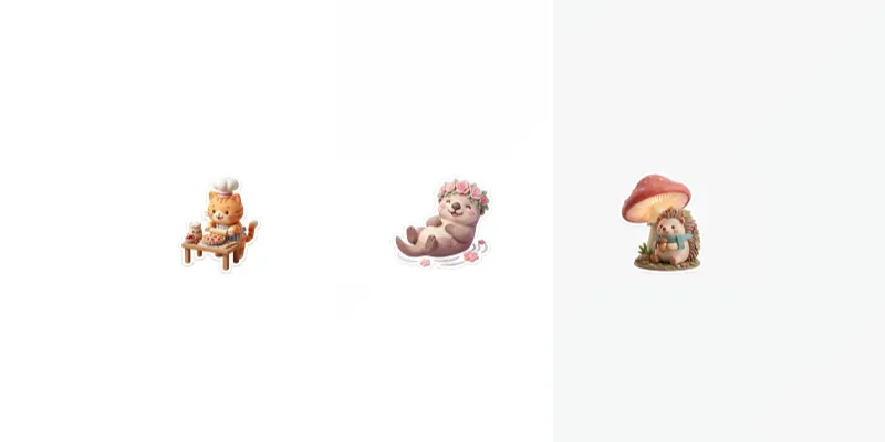 3D Cozy Clay Cute Animal Stickers generated by undefined