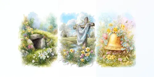 Vintage Easter Meadow Illustrations generated by midjourney