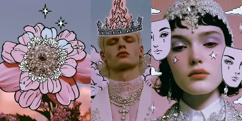 Pink Celestial Collage Portraits generated by midjourney