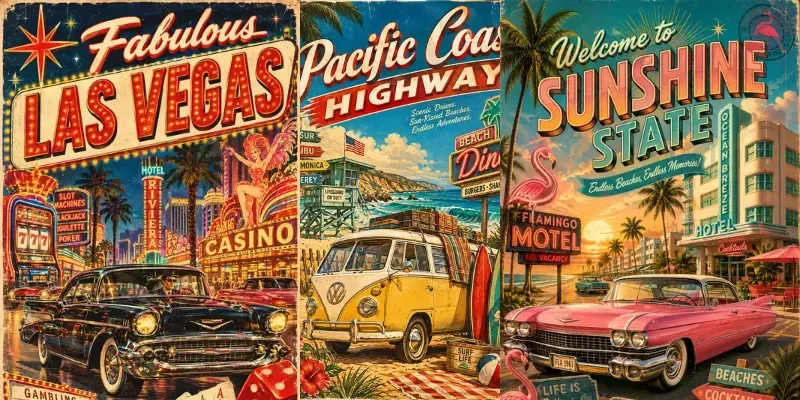 Vintage Americana Travel Posters generated by undefined